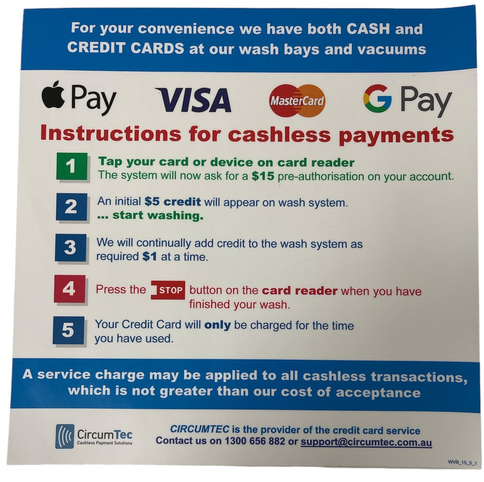 Sign - Instruction for Cashless Payments CIRCUMTEC