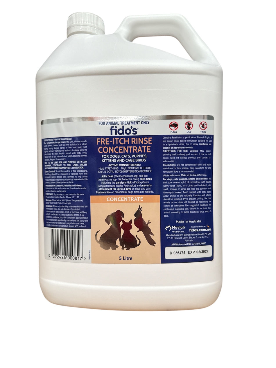 Dog Wash Flea & Tick Rinse - Concentrate 5L FIDOS