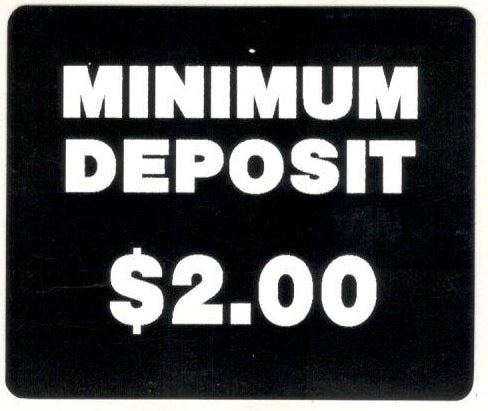Decal - Minimum Deposit $2 Blue