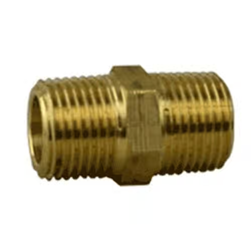 Hex Pipe Nipple - 3/8" Brass