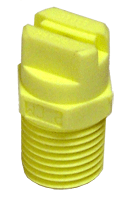 Spray Tip - Nozzle Fan Flat 1/4" MPT Polyvinyl Fluoride (PVDF). 65 degree spray pattern, and 0.5gpm flow rate. Yellow.