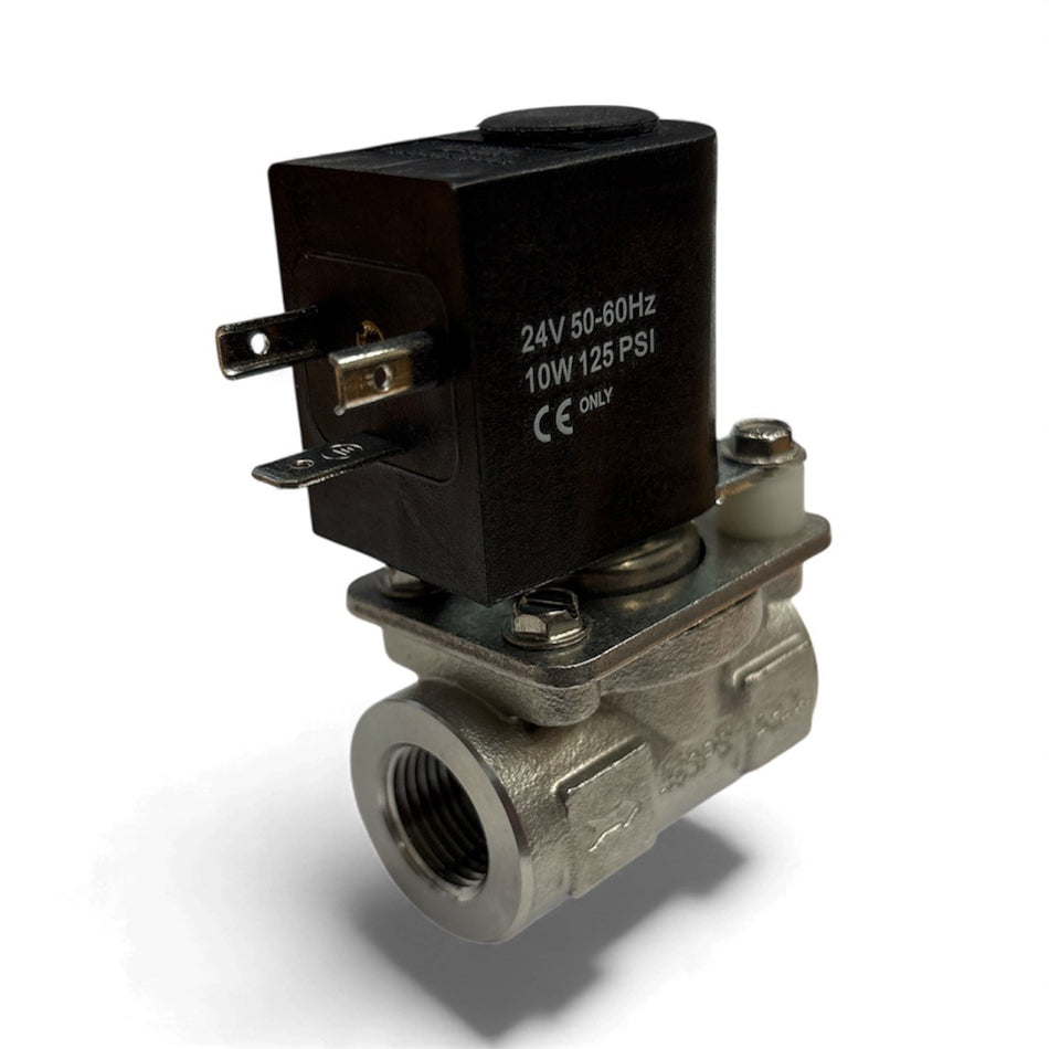 Solenoid Valve - 3/8" S/Steel 24VDC DIN Coil 125 PSI (463) EPDM DEMA