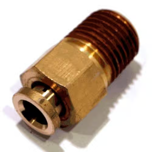 Connector - Push Lock Male 1/4" T X 1/4" M - Brass