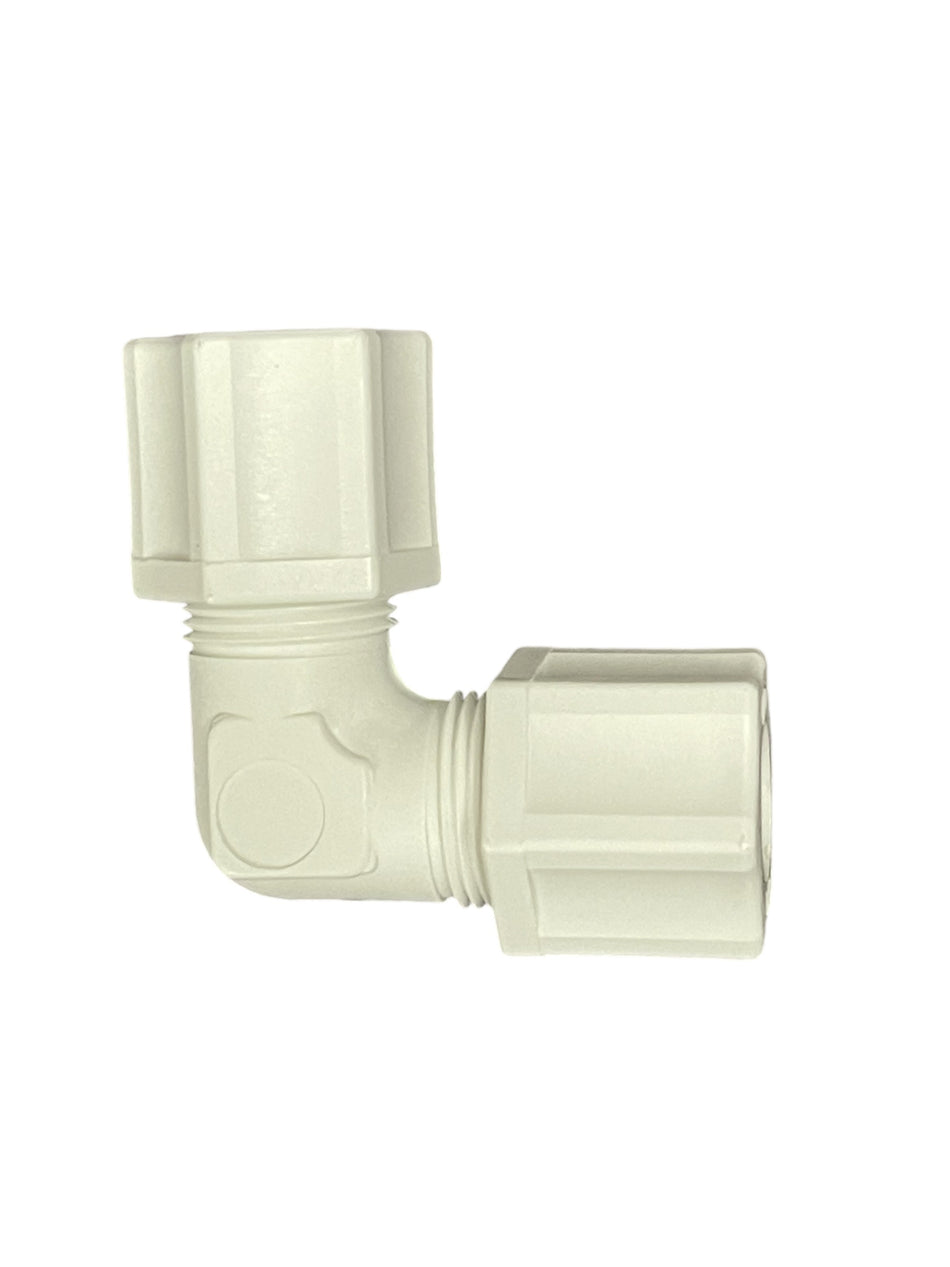 Fitting - Comp - Elbow - 1/2" T - WHT -Double Barrel