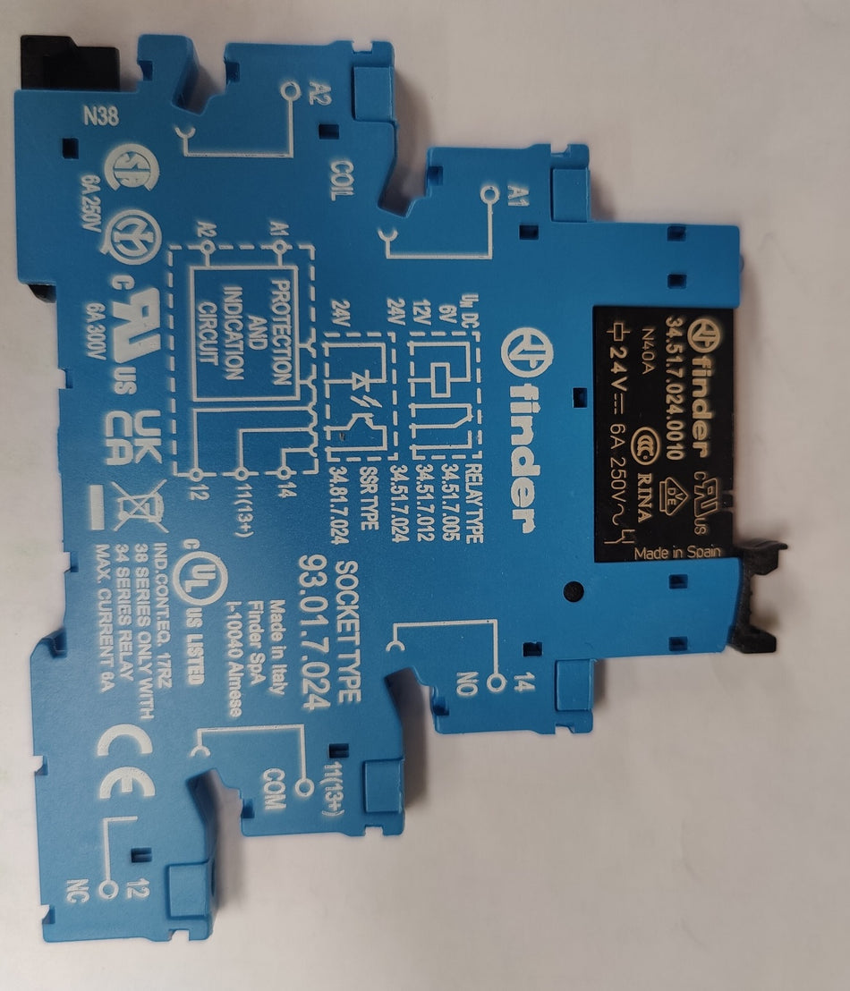 Finder - Micro Relay & Socket - 24V AC/DC SPDT 6 Amp