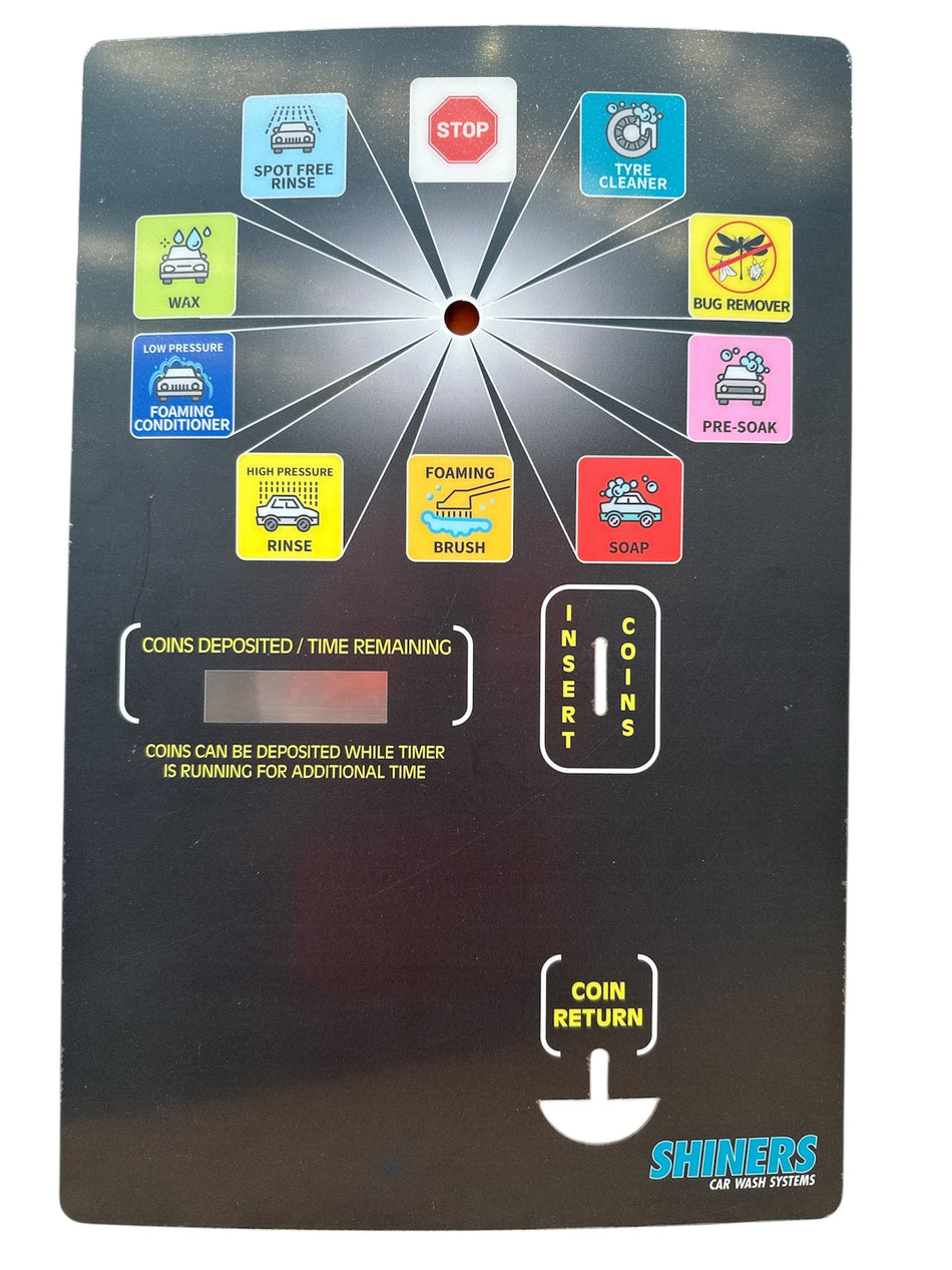 Decal - Bay Door - Self Serve - 10 Position Midnight Blue - Rotary Switch - Retro