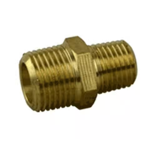 Reducing Hex Pipe Nipple - 3/8" to 1/4" - Brass